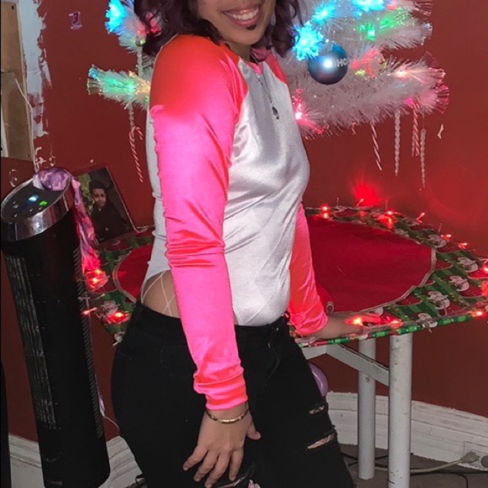 Vibrant Neon Pink and Pearly White body suit
